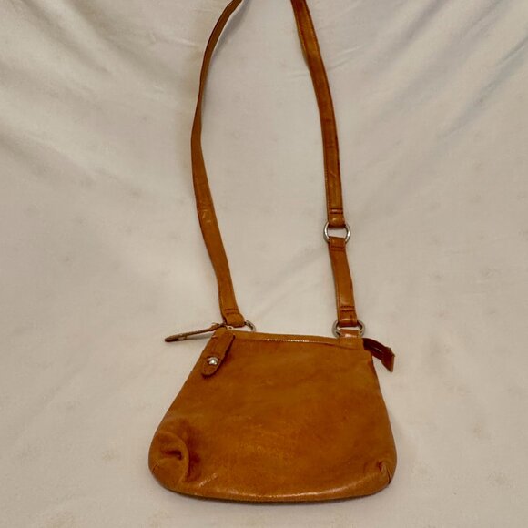 HOBO Classic Brown Tan Rustic Leather Crossbody Bag Purse Handbag - Picture 4 of 8